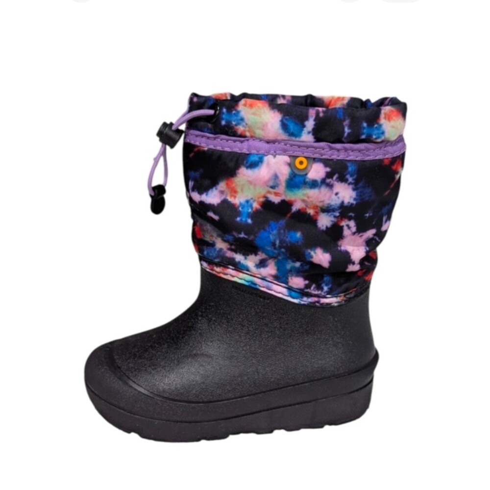 Bogs Kids Girls Snow Shell Waterproof Rain Snow Boot Black Purple Cosmos Size 11
